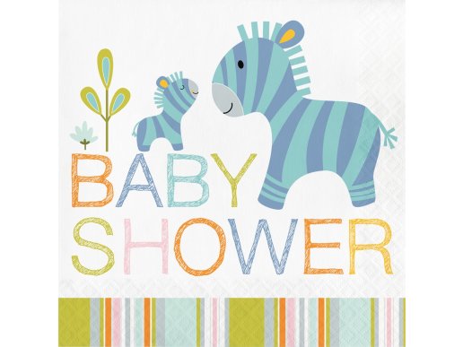 Χαρούμενα Ζωάκια Της Ζούγκλας Χαρτοπετσέτες Για Baby Shower (16τμχ)