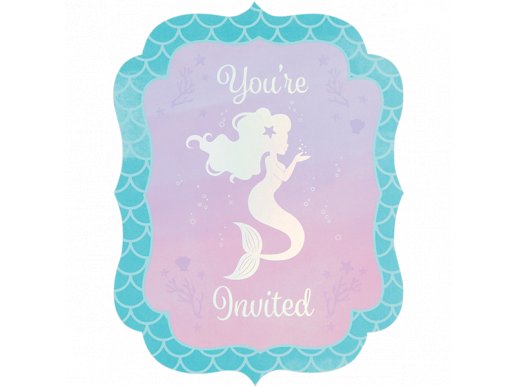 Mermaid Shine Party Invitations 8/pcs