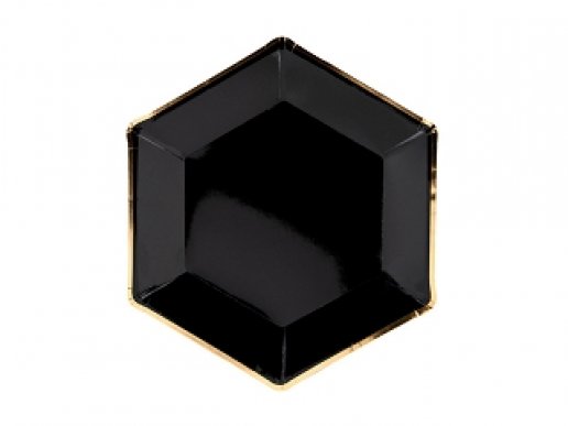 Black Paper Plates with Gold Details 6/pcs
