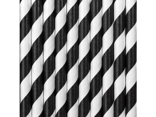 Black and White Swirl Paper Straws 10/pcs