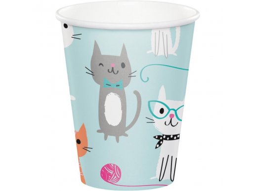 Purrfect party paper cups with cat theme