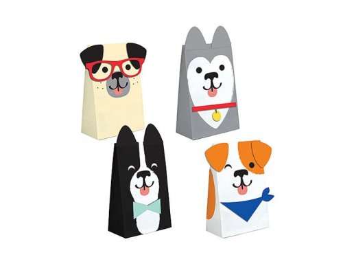 Dog party paper treat and favor bags