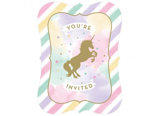 Unicorn with Stars Party Invitations 8/pcs