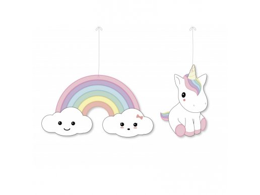 Unicorn & Rainbow Hanging Cutout Decorations 2/pcs