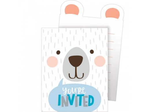 Blue bear party invitations