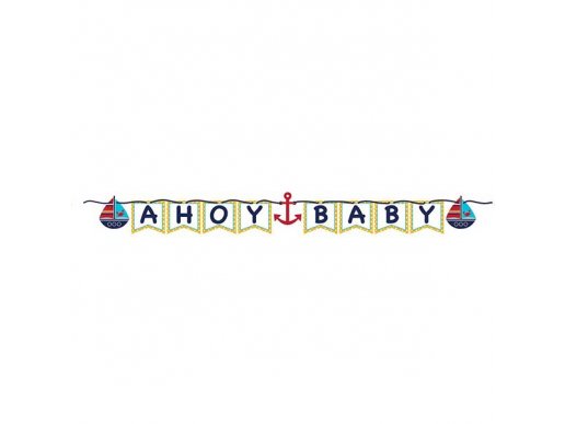 Navy theme Ahoy Baby garland