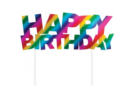 Rainbow Happy Birthday Cake Topper