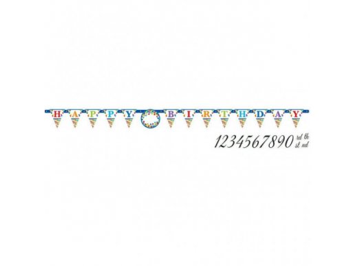 Πολύχρωμα γενέθλια γιρλάντα με σημαιάκια customize