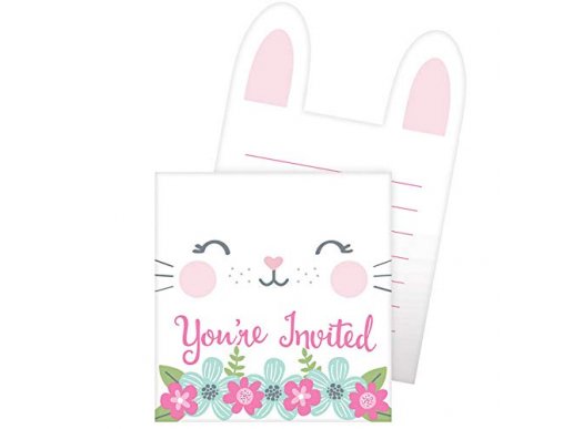 Pink Bunny Party Invitations (8pcs)