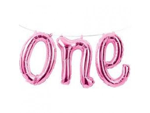 Pink ONE foil balloon garland