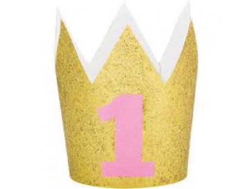 Gold Glitter Crown for Pink First Birthday