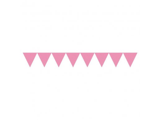 Hot Pink Paper Flag Banner with Dots