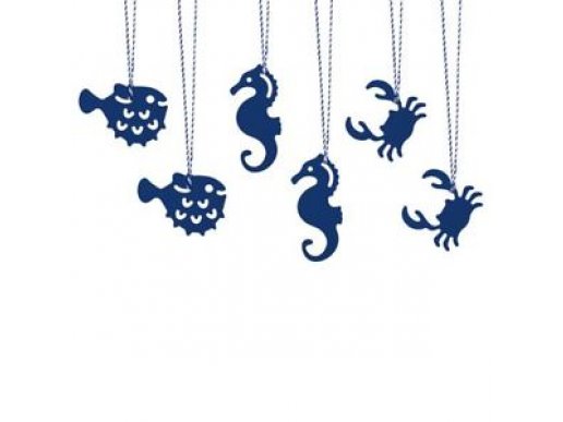 Gift tags with the seahorse, the shell and the crab