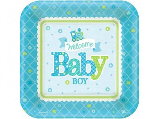 Welcome Baby Boy Μικρά Χάρτινα Πιάτα 8τμχ