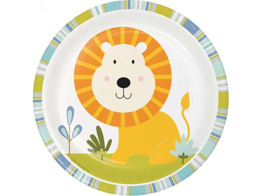 Μικρά χάρτινα πιάτα με σχέδιο το Λιοντάρι με θέμα τα Ζωάκια της Ζούγκλας