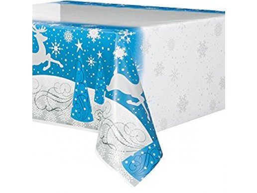 Silver Snowflakes plastic tablecover
