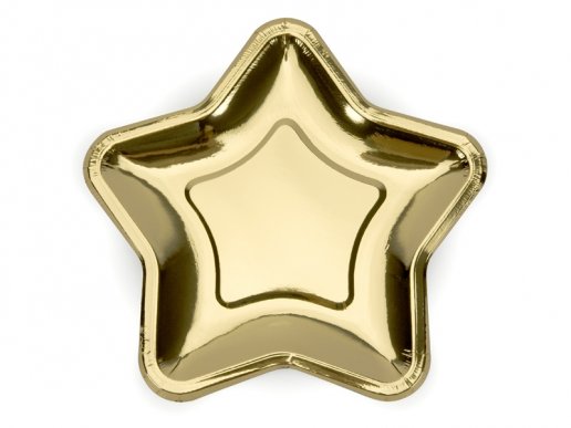 Gold Metallic Stars Large Paper Plates 6/pcs