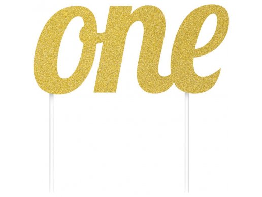One Gold Cake Topper