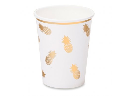 Gold Pineapple white paper cups