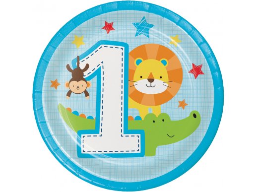 Jungle Animals Small Paper Plates for First Birthday (8pcs)