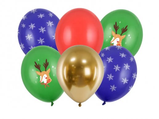Reindeer and snowflakes latex balloons 6pcs