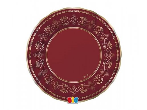 Elegant κόκκινα μικρά χάρτινα πιάτα με χρυσοτυπία 6τμχ
