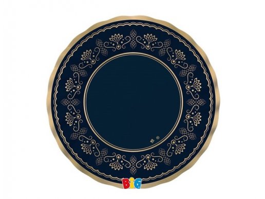 Elegant royal blue small paper plates with gold foiled print 6pcs