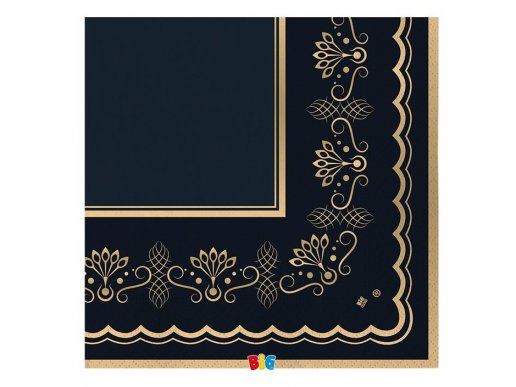 Elegant royal blue luncheon napkins with gold foiled design 16pcs