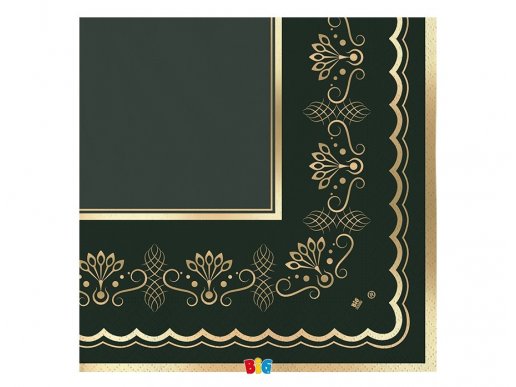 Elegant πράσινες χαρτοπετσέτες με κλασικό σχέδιο χρυσοτυπίας 16τμχ