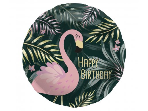 Flamingo Happy Birthday foil balloon 45cm