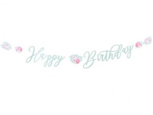 Floral Happy Birthday γιρλάντα για πάρτυ γενεθλίων 3μ