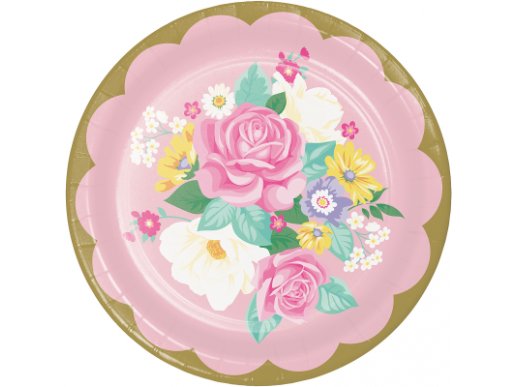 Floral Tea Πάρτυ Μεγάλα Πιάτα Χάρτινα (8τμχ)