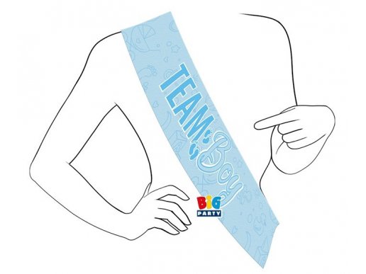 Blue foil sash with Team Boy print
