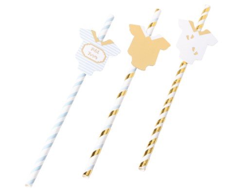 Blue and gold with rompers paper straws