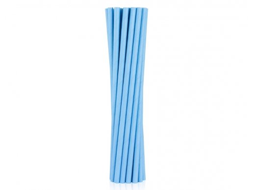 Light blue paper straws 12pcs