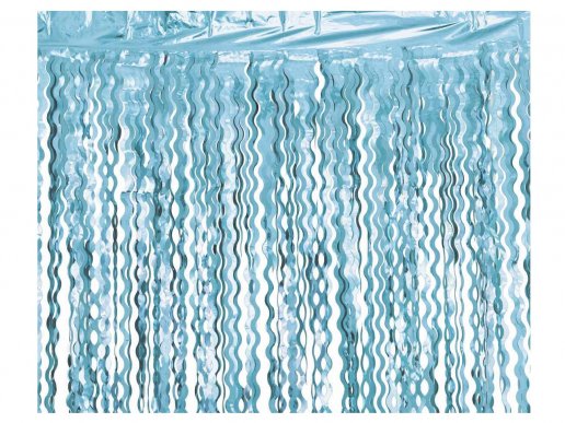 Light blue wavy foil curtain 100cm x 200cm