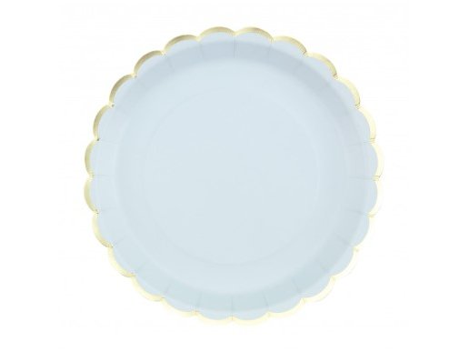 Γαλάζια Μεγάλα Χάρτινα Πιάτα με Χρυσό Περίγραμμα (8τμχ)