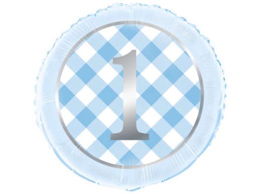 Γαλάζιο Καρό Foil Μπαλόνι με τον Αριθμό 1 (45εκ)