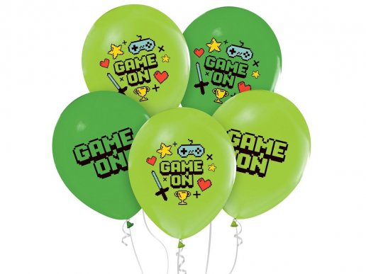 Game On latex balloons 5pcs