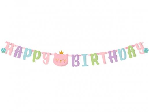 Cat Princess Happy Birthday garland 200cm