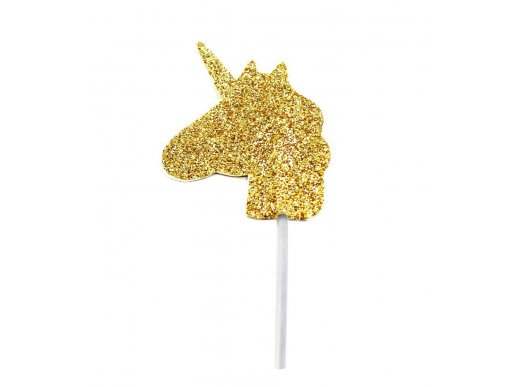 Unicorn gold glitter cake toppers 12/pcs