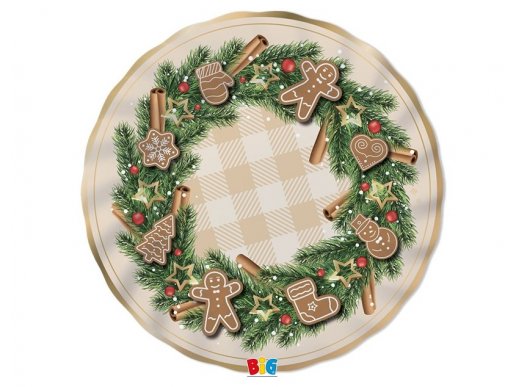 Gingerbread extra large paper plates for Christmas 6pcs