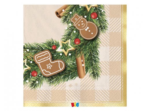 Gingerbread χαρτοπετσέτες φαγητού για τα Χριστούγεννα 16τμχ