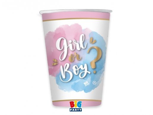 Girl or Boy paper cups with gold details 8pcs