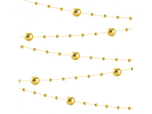 Διακοσμητική γιρλάντα με πλαστικές πέρλες σε χρυσό μεταλλικό χρώμα 650εκ