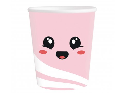 Pink paper cups with Donuts theme