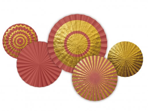 Golden Dusk decorative fans 5pcs