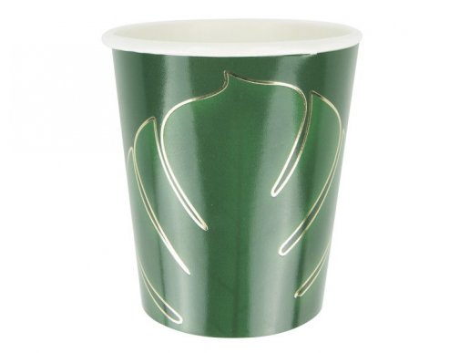 Green tropical paper cups 8pcs