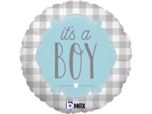 grey-gingham-its-a-boy-foil-balloon-for-babies-36981p