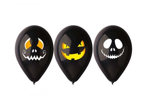 Halloween faces μαύρα λάτεξ μπαλόνια 3τμχ